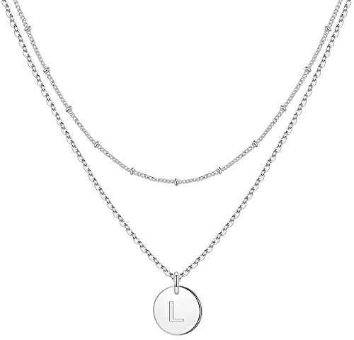 TINGN Kette Silber Mädchen - Kette mit Buchstaben Geschenke für Mädchen Damen Kinder Geschenke Buchstaben L Ketten Silber Schmuck Kinder Personalisierte Geschenk