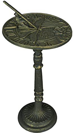 Zeckos 53,3 cm große Sonnenuhr aus Gusseisen: Eine einzigartige Mischung aus Kunstfertigkeit und Funktionalität für Ihren Garten, Terrasse oder Poolbereich, verleiht dem Außenbereich zeitlosen Charme