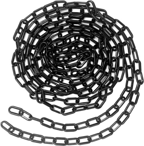 EliteKoopers 5M x 6mm Black Plastic Chain Link Fence, Chain Barrier for Crowd Control Line, Traffic, Queuing Line Etc. (1Pcs)