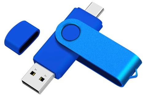 Yaxiny Clé USB C 16 Go OTG, Flash Drive USB 2.0 et Type C, Mémoire Stick pour Smartphone Android USB A + C, Bleu Métal
