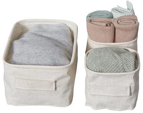 LOVE IT STORE IT Aufbewahrungskörbe klein - Körbchen Aufbewahrung für Kinderzimmer - Aufbewahrungskorb Bad - Beige - 3er Set, 2 Größen