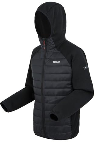 Regatta Newhill Hybrid Herren Steppjacke mit Kapuze, Schwarz Rot Ocker, S