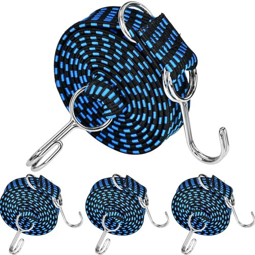 MINSHUXI 4Pcs Tendeurs Elastique Crochets 200X3CM Sandow Elastique Réglables Corde Elastique Elastique Plate Tendeur pour Vélo Moto Voiture Tente Camping