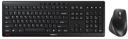CHERRY STREAM DESKTOP COMFORT, Set de Teclado y Ratón Inalámbrico, Disposición UE (QWERTY), 2,4 GHz, Teclas Silenciosas, Ratón Ergonómico Para Diestros, Negro