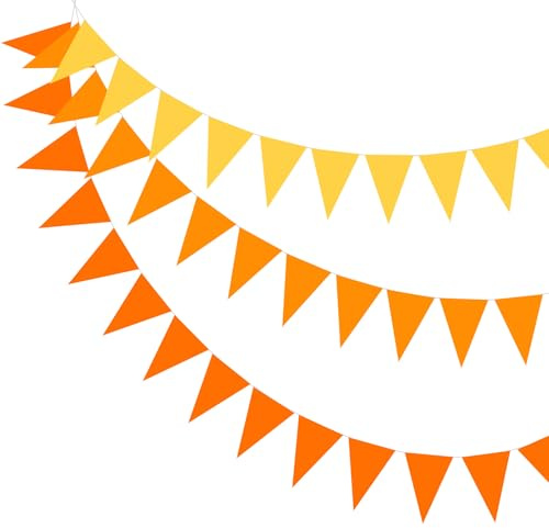 PATIKIL 49ft Banderines De Tela De Fieltro, 2 Pcs Cadena De Banderines Triangulares Para Decoraciones De Carnaval Boda Cumpleaños, Amarillo/Naranja