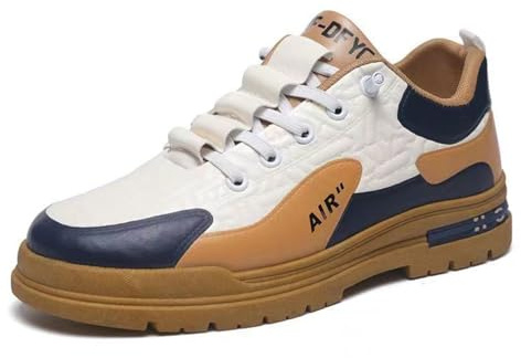 Baskets avec semelle épaisse pour homme, chaussures de sport en cuir, chaussures de course antidérapantes, chaussures de loisirs, semelle plate, chaussures à enfiler avec lacets, c, 42 EU