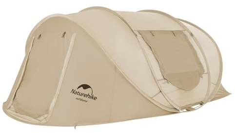 Naturehike Tente pop-up familiale pour 3-4 pers. - Spacieuse, facile d'installation, ventilation 4 côtés, étanche - Festivals, trekking, camping