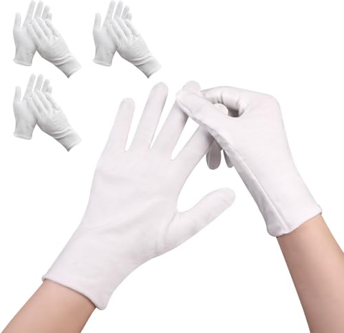 Horktrust Guanti in cotone bianco per lavoro e protezione - 3 paia XL (medio spesso) Guanti in puro cotone per lavoro, sicurezza e etichetta guanti cotone