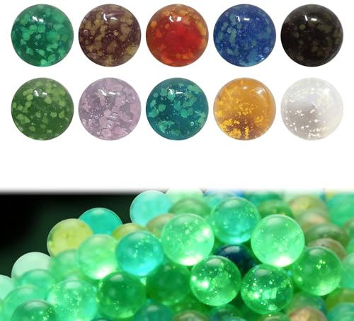 Générique Lot de 10 Billes en Verre Phosphorescentes, 16mm Bille Multicolores Tachetées pour Circuits de Billes, Projets DIY ou Décoration Intérieure
