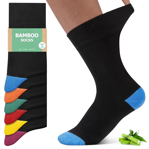 FALARY Chaussettes Bambou Homme et Femme Classiques - Chaussettes en Bambou Durables et Renforcées - Viscose de Bambou Business pour le Travail - Multicolore - 39-42 - Lot de 6