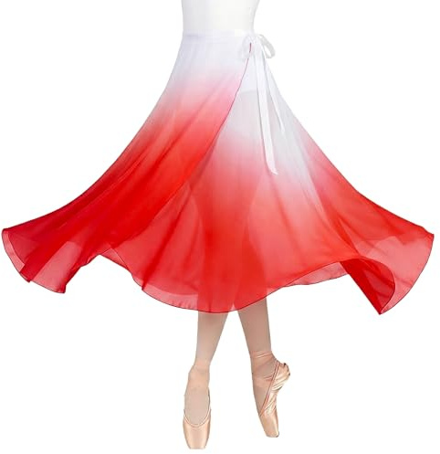 Baisdan Jupe Danse Classique, Jupe Ballet Longue Portefeuille en Mousseline avec Ceinture Réglable pour Femmes
