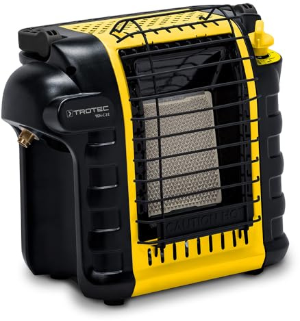 TROTEC Calentador de gas TGH-C 2 E 2,6 kW – Calentador de gas para camping con encendido piezoeléctrico, 2 niveles de calor, sensor ODS y protección antivuelco – Calefactor exterior para camping