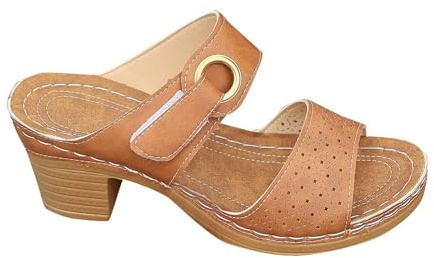 YIzdegg Pantoletter dam med klack, sandaletter med blockklack, sandaler eleganta, sommarskor, ultralätta lediga ortopediska tofflor öppen tå tofflor höga klackar utomhussandaler