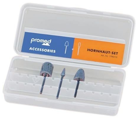Promed Hornhaut Schleifkörper-Set, 3 Schleifkörper für die Hornhautentfernung, Bitset, Nagelfräser Aufsätze, Zubehör für Promed Fräser, Schaftdurchmesser 2,332 bis 2,350 mm.