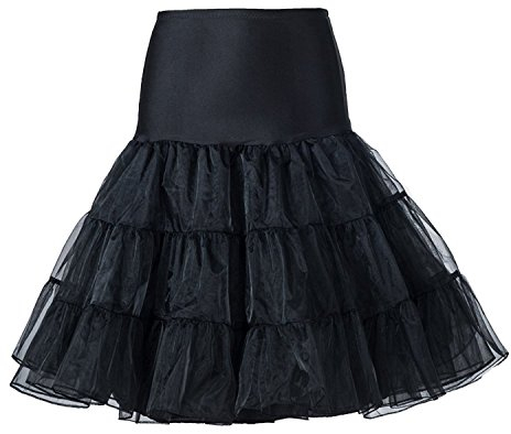Boolavard® TM 50er Jahre 26 Petticoat Reifrock Unter Rock Unterrock Unterrock Reifrock Röcke Vintage Swing APPLELOVE (DE/NL/SE/PL, Alphanumerisch, S, M, Regular, Regular, Schwarz)
