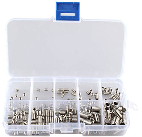 HALJIA 200 pcs en acier inoxydable à tête hexagonale Socket Fixation sans tête M3 M4 M6 M8 Vis Plat Assortiment de kit