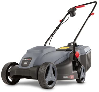 Power Plus Elektrischer Rasenmäher POWEG63703-1000 W, 320 mm Ø Rasenmäher, Gartengerät, mit Grasaufnahme und Heckauswurf