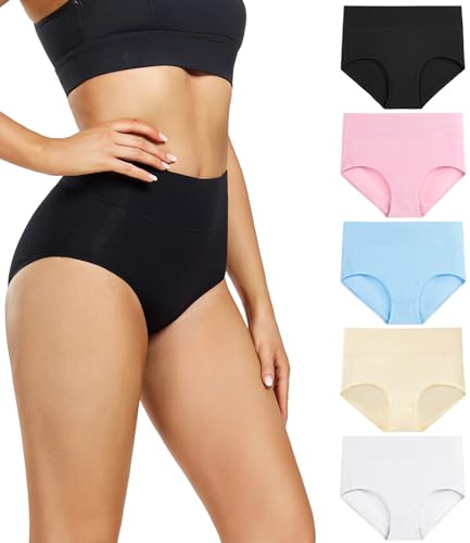 wirarpa Culottes Gainante Femmes Coton Taille Haute Slips, Multicolor02-lot de 5, 34-36,XS