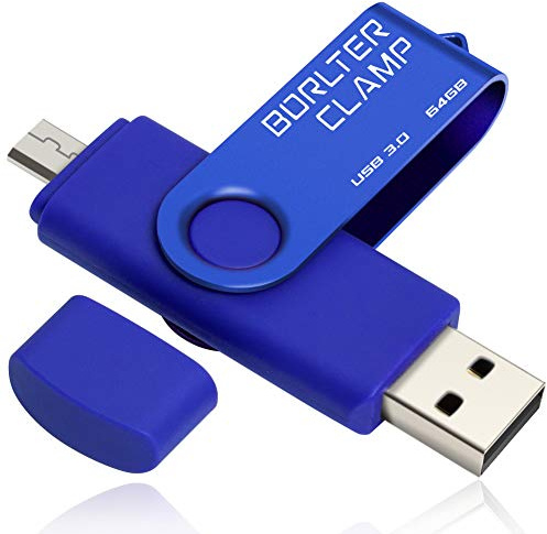 64GB Memoria USB, Unidad Flash USB de Puerto Doble (USB 3.0 y Puerto Micro USB), OTG Memory Stick Pendrive para Smartphones, Tabletas y Computadoras (Azul)