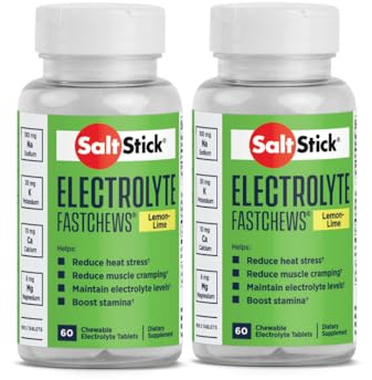 SaltStick Fastchews 60 Count Electrolyte Replacement Zesty Lemon Lime 2 Pack (120 Total Tablets)
