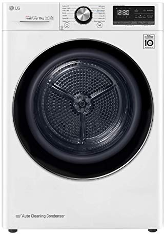 LG RC80V9AV2W - Secadora de ropa, bomba de calor, 8kg, carga frontal,inteligencia artificial, 62 dB, Color Blanco