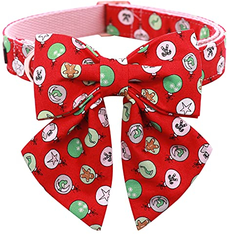 Lionet Paws Hundehalsband mit Fliege - weiche Bequeme verstellbare Kragen mit Metallschnalle für mittlere Hunde, Hals 34-55cm