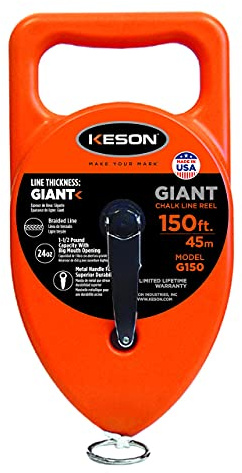 Keson G150 Giant Chalk Line Reel, 24-Ounce Chalk Capacity, 150-Foot, Pack of three