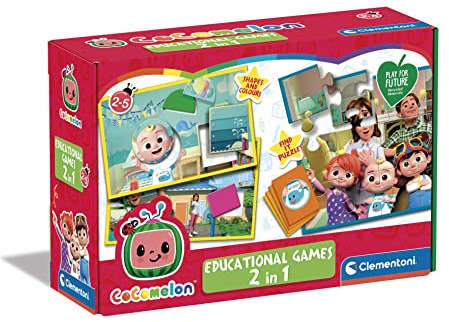 Clementoni 18286 Educational Games-2 in 1 Cocomelon-Learning Toys for 3 Year Olds (Italian, English, French, German, Spanish, Dutch and Polish) [Amazon Exclusive]