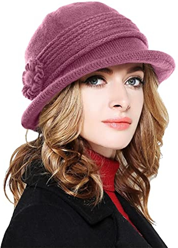 CheChury Gorro de Punto Elegante Lana Sombrero Vintage Cálido Sombrero de Invierno Gorro Francés