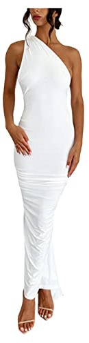 Dawwoti Vestido De Fiesta De La Noche para Mujeres Elegantes Vestidos De Cuerpo Fruncido