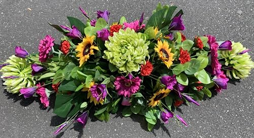 Coffin Spray Vibrant Rainbow Luxury Silk Tribute Funeral Flower Artificial