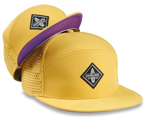 Soulbuddy Performance Cap Herren – 2er-Set Familien Outfit Set – Geschenk für Papa – Muttertagsgeschenk – Geschenke für Männer – Papa Geschenk – Yellow-Purple – 1x One Size und 1x Kids Cap in L
