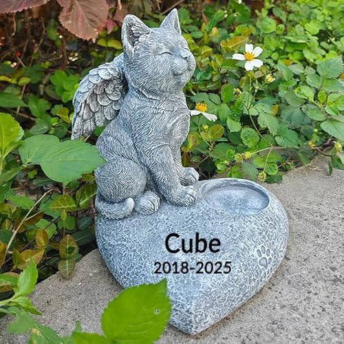 JHB Personalizzato Cat Memorial Garden Stones con portacandele, 3D Sleeping Cat lapide Tombstone Pet Grave Markers per Gatto Perdita di Gatto Simpatia Regali (Nota: Candela Non è Inclusa!!!)