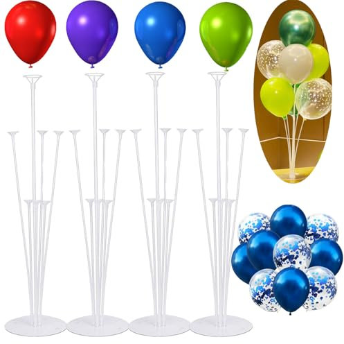 Aszaui 4 Pezzi Supporto per Palloncini,Porta Palloncini Supporto,Riutilizzabili Stecche per Palloncini,Trasparente Palloncini Sticks Supporti per Palloncini Plastica per Matrimonio,Party