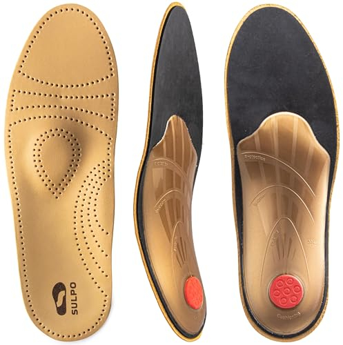 SULPO Orthopädische Einlegesohlen - Comfort Schuheinlagen aus echtem Leder mit Fußgewölbe Unterstützung bei Plattfuß und Mittelfuß Beschwerden - Einlagen Schuhe Damen und Herren 1 Paar (41)
