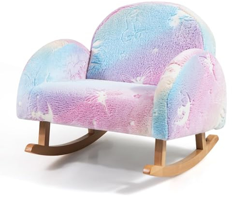 FANTASK Canapé à Bascule Phosphorescent pour Enfant, Fauteuil rembourré en Flanelle avec Dossier et accoudoirs, canapé pour Enfants à partir de 2 Ans