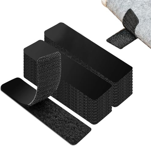 HELION 24 PCS Rug Gripper for Carpeted Floor, Washable & Reusable Rug Grippers f/or Wooden Floors, No Damage Rug Stickers for Wooden Floors, Make Your Rugs Corner Flat and Anti Slip Rug-Grips.