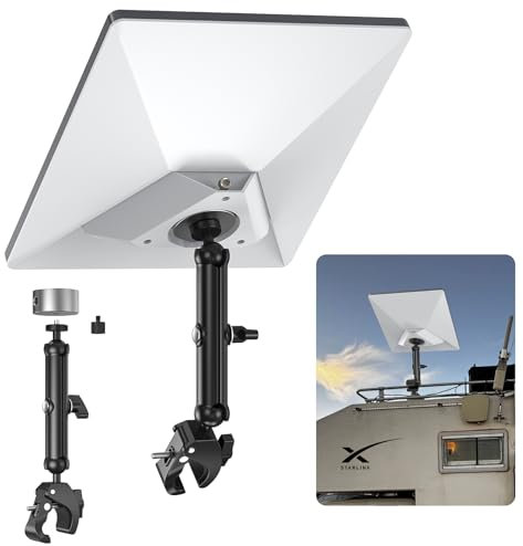 XLTTYWL 2025 Starlink Mini Pole Mount Kit, Aluminum Mini Starlink Tripod Adapter with 1/4-20 & 3/8-16 Thread and Adjustable Clamp Bracket for Star Link Mini Dishy RV, Camper, Roof Rack, Balcony