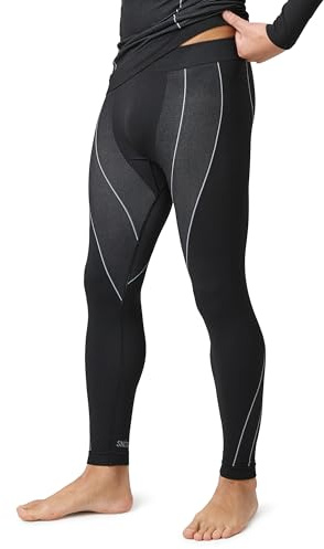 Snocks Mutande termiche da uomo, extra calde, aderenti e ad asciugatura rapida, elastiche e traspiranti, taglia M-XXL, biancheria intima da sci, 1 x nero, XXL sottile