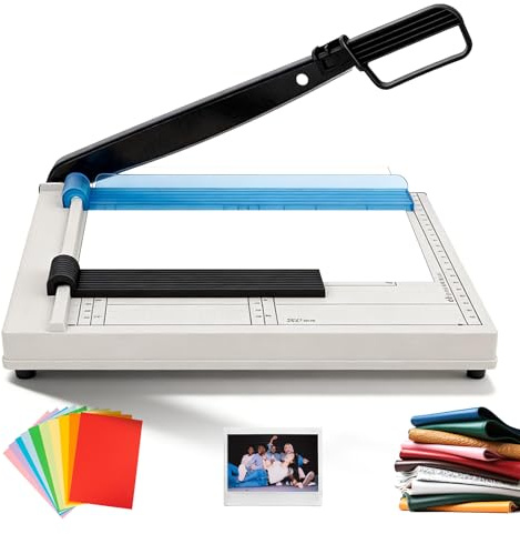 Pappersskärare A4 manuell skärare, pappersskärare skärmaskin skärmaskin med säkerhetsskydd och bladlås, papper upp till 12 ark papper för kontor, hem eller skola