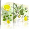 B&D XXL - Wandbilder XXL Küche 120x80 cm Vlies Leinwandbild 3 Teilig Kunstdruck modern Wandbilder XXL Wanddekoration Design Wand Bild - Zitrone Blumen Obst und Gemüse 020115-48