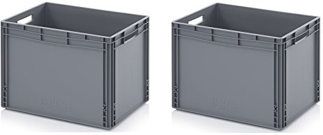 2x contenitore a norma europea, 60 x 40 x 42 cm, incluso metro pieghevole, set da 2 pezzi
