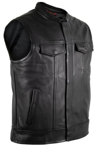 MDM Jeans läderväst av äkta kohud, svart, 3XL
