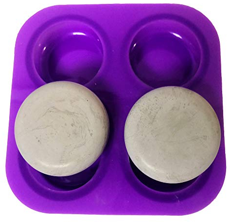 Silikonform mit 4 Mulden zur Herstellung von runden Igeln, Zement- oder Gipssteinen für Mandala-Punktmalerei (1 runde Form, 4 Mulden)