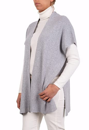 Marenza Mantella Giacca Misto Cashmere Donna Made in Italy Lana Merino Cachemire Nero Beige Bianco Blu Rosa Maglia Scialle Elegante Regalo Abbigliamento Caldo Inverno Coprispalle (Grigio)