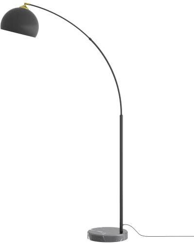 GETINLIGHT Inlight 66 Modern Black Metal Arc Floor Lamp with Inner Gold Metal Shade and Black Marble Base, Bulb Not Included, IN-0806-1-BK