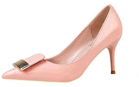 JOEupin Damen High Heel Pumps Spitze Zehen 2.75 Stiletto Lack Leder für Hochzeit Party Kleid, rose, 34 EU