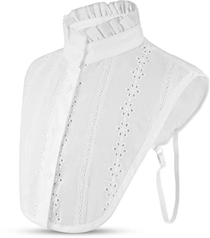 Geyoga Women's Detachable Lace Collar False Lapel Choker Necklace Shirt Ruffle Blouse Collar Fake White Victorian Mock Neck Top for Sweaters Collarless Dress
