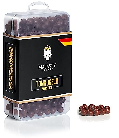 MAJESTY FOREST® Lot de 500/1200 munitions pour lance-pierre - Dans une boîte de rangement - Billes d'argile biodégradables de 9 mm - Pour lance-pierre - Pour la jumelle - Rouge