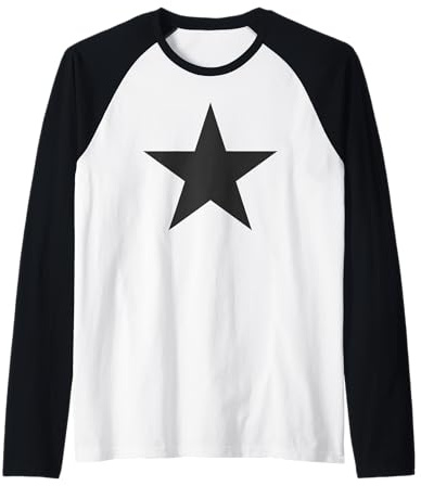 Big Black Star T Shirt for Men, Women and Kids Raglan Baseball Tee